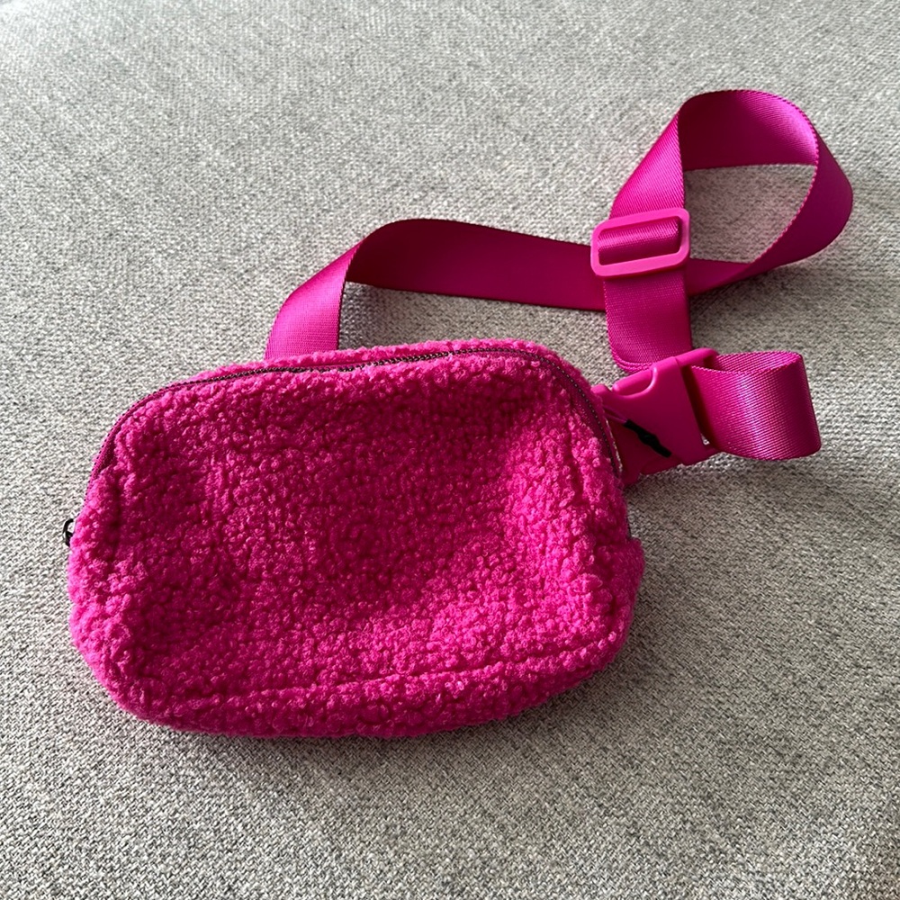 Fuzzy Pink Belt Bag